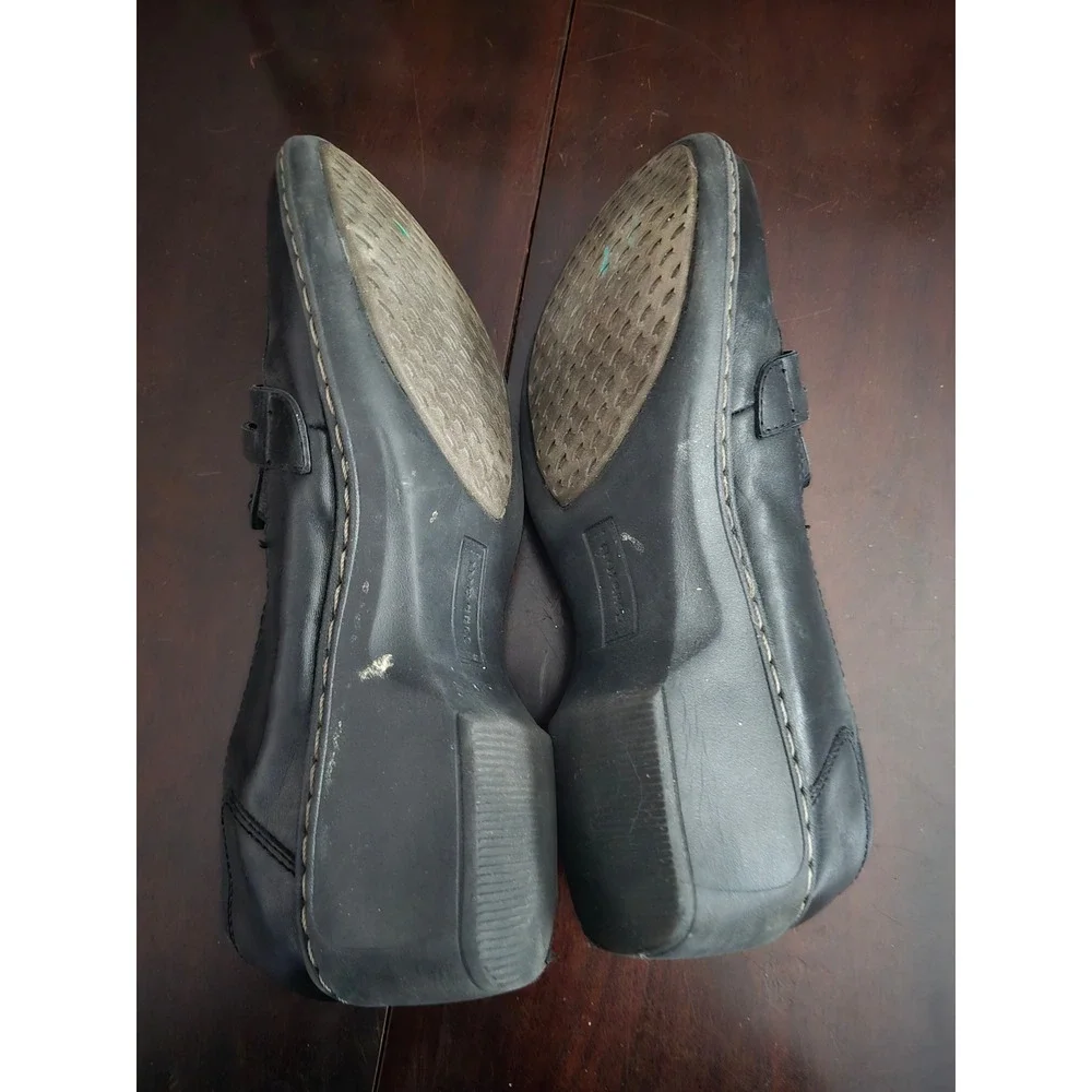 Cobb Hill New Balance Black Leather Wedge Loafers Shoes CAF02 BK Womens 10N